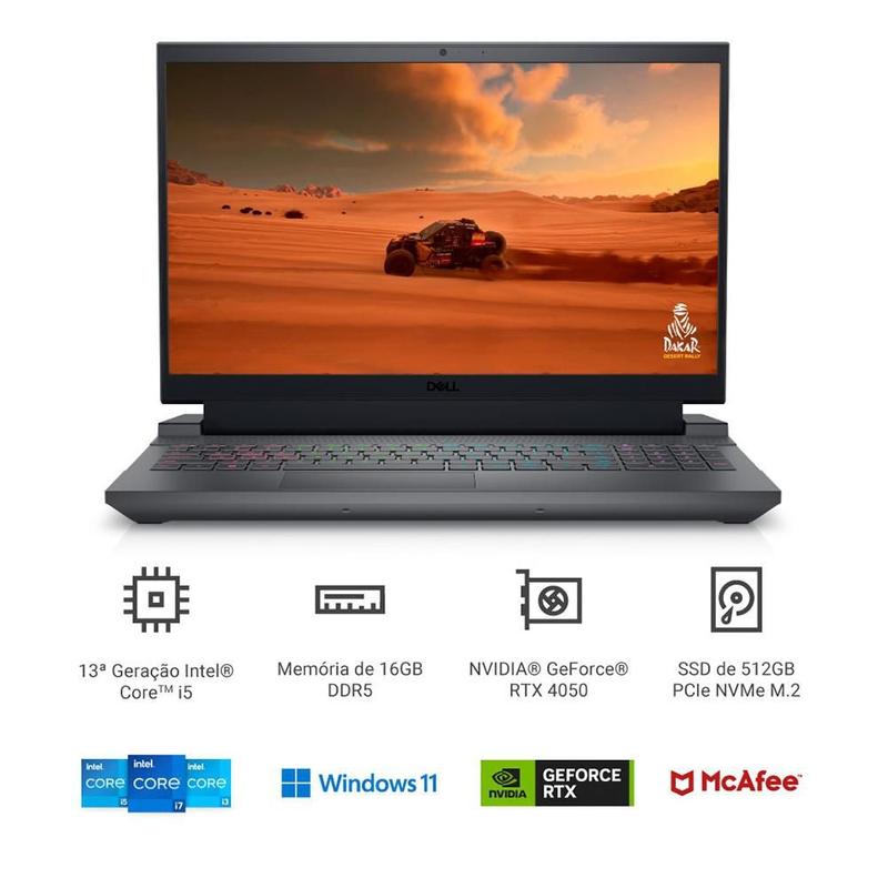 Notebook Gamer Dell G15 Intel Core i5-13450HX, 16GB RAM, GeForce